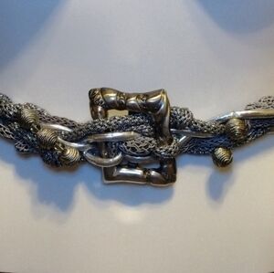 80s Carolyn Tanner Designs Metal Buckle Intricate Beaded Braided Rope Adj. Belt